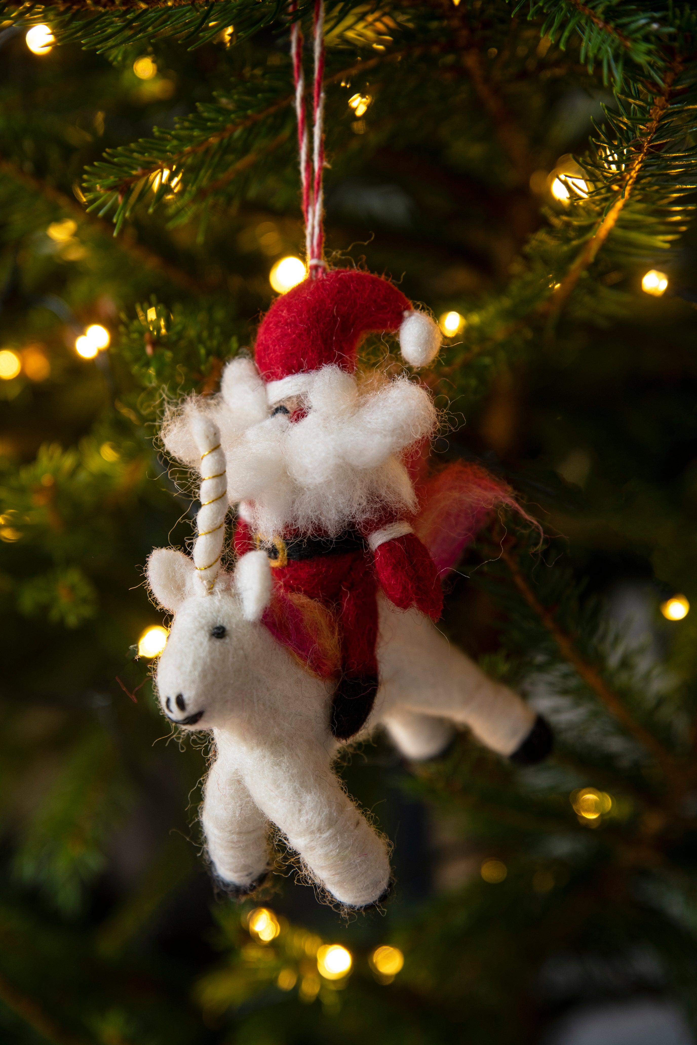 Felt Santa on a Unicorn Decoration – Ian Snow Ltd